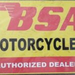 BSA British Motorcycle Plaque Vintage Metal / Tin Sign - Red, Yellow