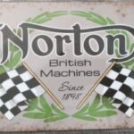 Norton British Motorcycle Plaque Vintage Metal / Tin Sign