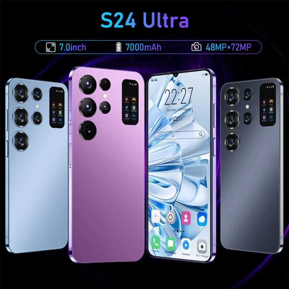 Original S24 Ultra 7.0inch Smartphone 16GB+1TB Cell Phone Dual Sim Celulares Android Mobile Phones Face Unlock 7000mAh Cellphone