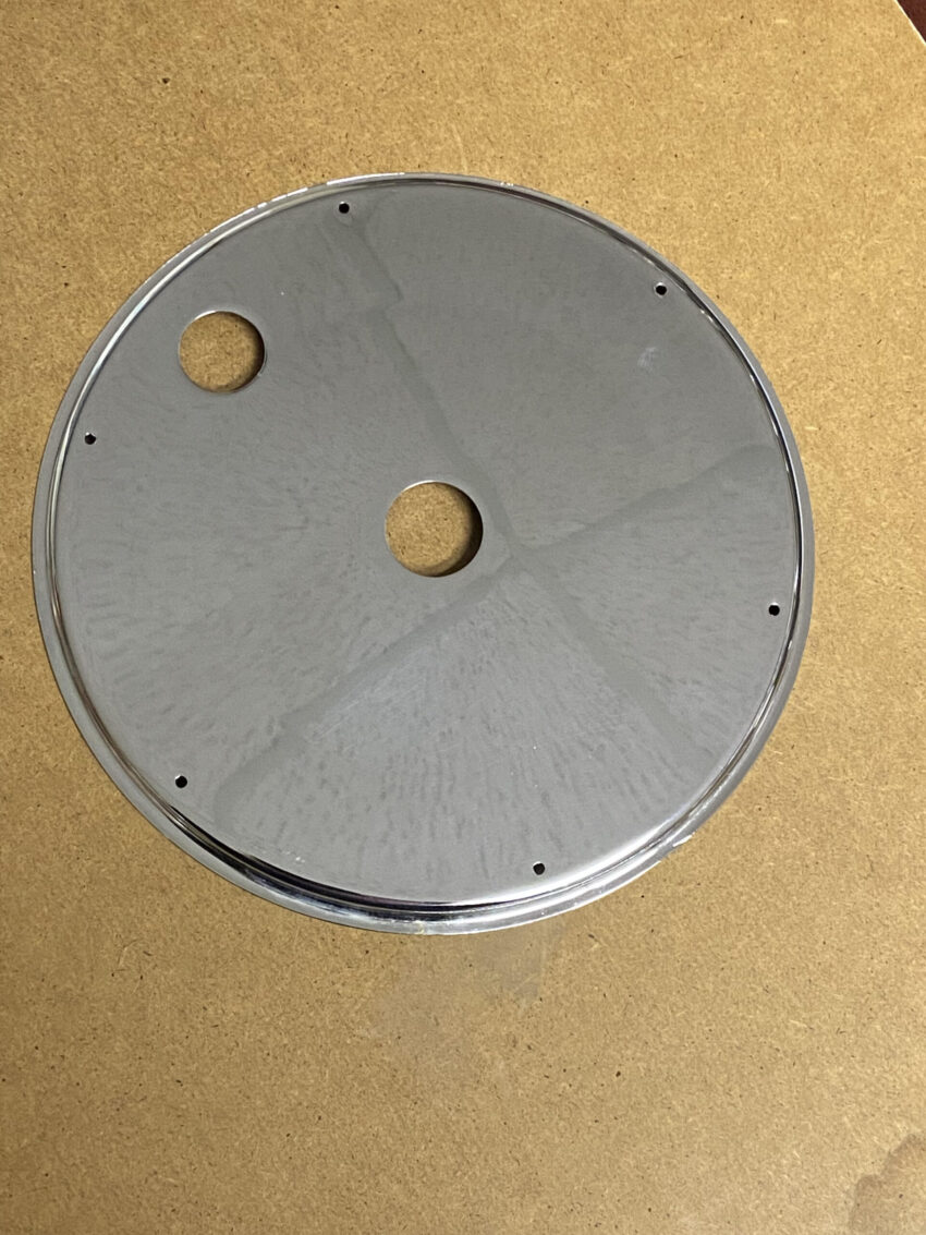 PLATE - REAR BRAKE PLATE - CHROME - AJS MATCHLESS - (REQUIRES 6 RIVETS)