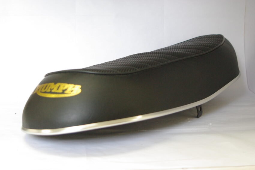 DUAL SEAT BLACK BASKET WEAVE -CHROME TRIM -THREADED HOLE FOR GRABRAIL