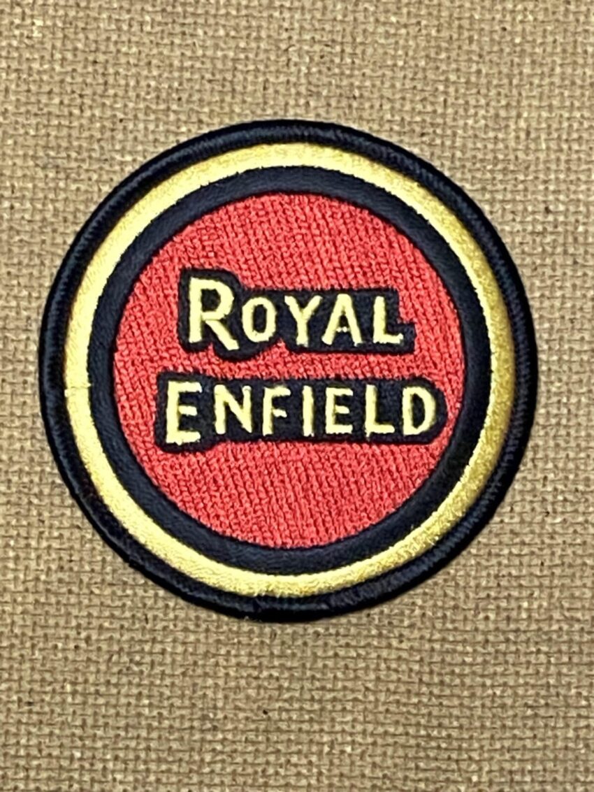 ACCESSORY: SILK PATCH - ROYAL ENFIELD ROUND - (IRON ON) - 3-1/2" X 3-1/2"