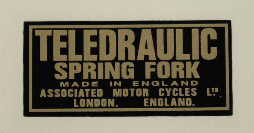 DECAL - FORK "TELEDRAULIC SPRING FORK MADE IN ENGLAND..."