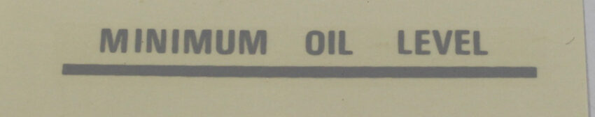 DECAL "MINIMUM OIL"