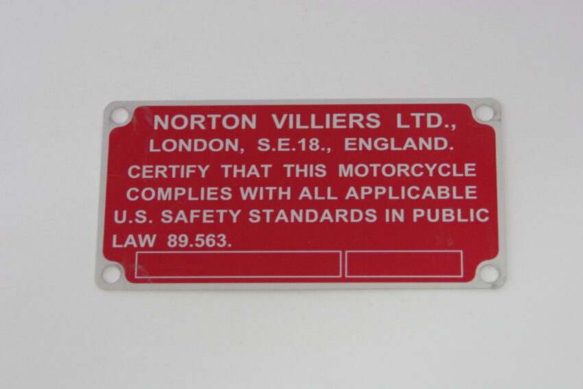 PLATE - ID FRAME PLATE - 1969 TYPE - SEE NOTES RE 4 RIVITS REQUIRED