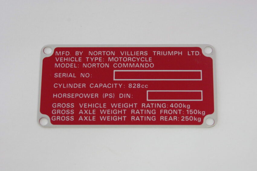 PLATE - ID CERTIFICATION PLATE - MK3 COMMANDO (CANADIAN) - N