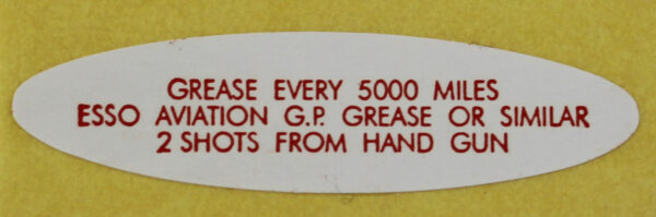 DECAL "GREASE EVERY 5000 MILES" - SPEEDO GEARBOX