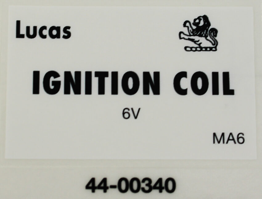 DECAL - 6V COIL DECAL WITH LUCAS LION*