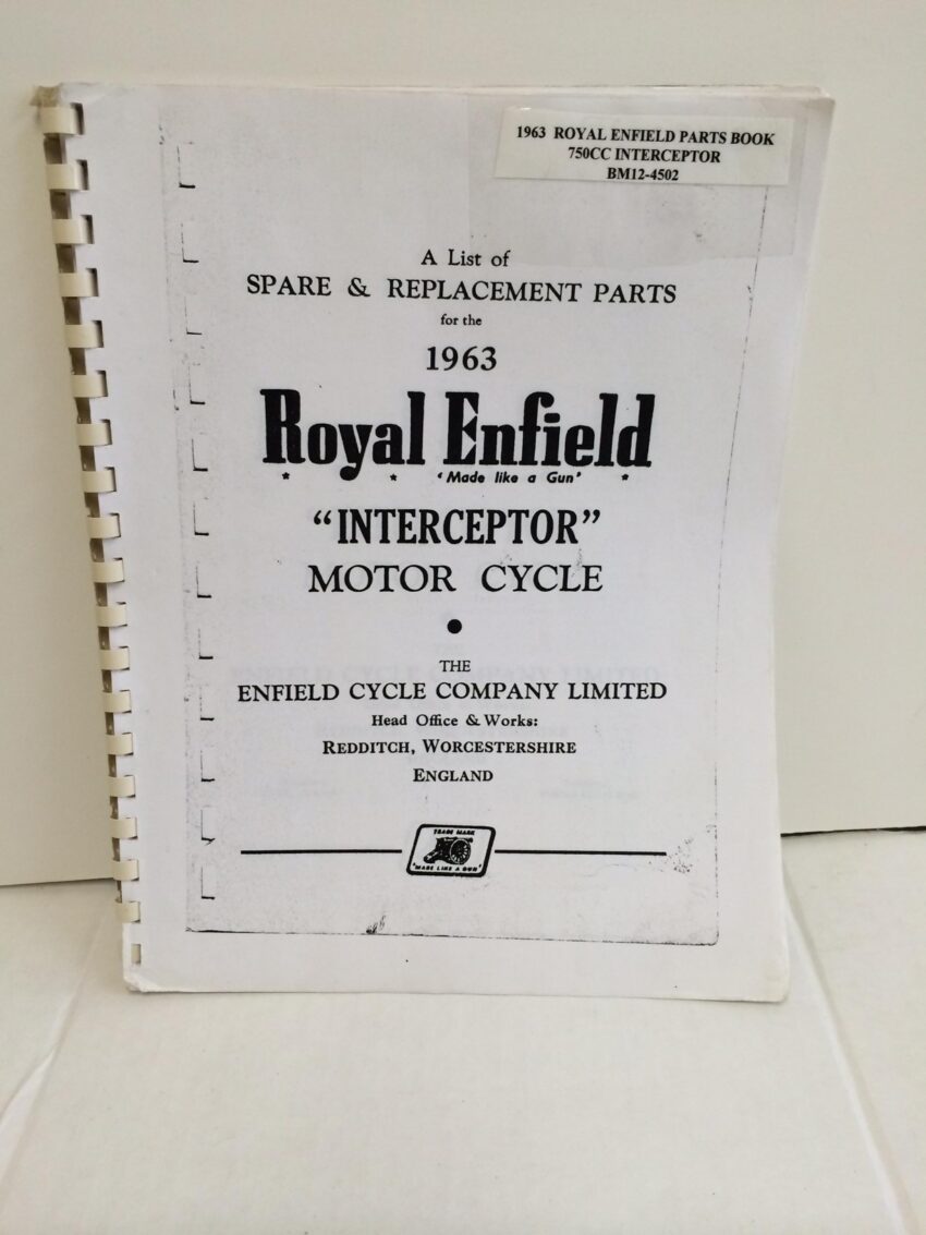 PUBLICATION: PARTSBOOK COPY - 1963 ROYAL ENFIELD ILLUSTRATED INCEPTOR