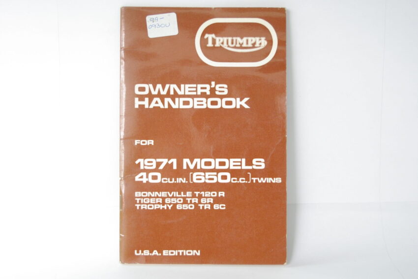 PUBLICATION: HANDBOOK - TRI 1971 T120R TR6R TR6C USA EDITION - USED