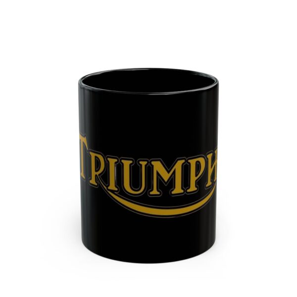 Triumph Logo Black Coffee Mug – Retro Gold Motorcycle Emblem (11oz/15oz)