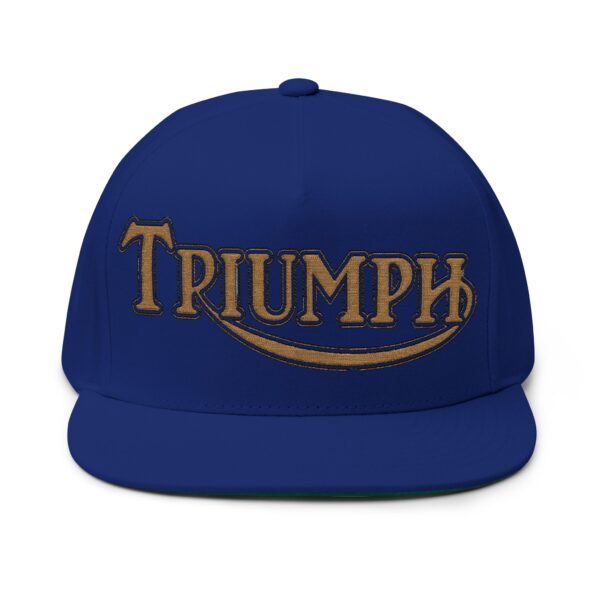 Triumph Embroidered Flat Bill Cap — Vintage Script Snapback Hat