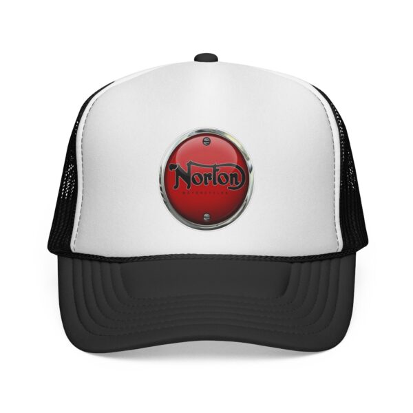 Norton Motorcycle Logo Trucker Cap — Vintage Red Emblem Mesh Hat