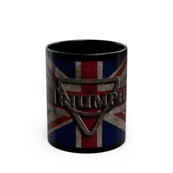 Triumph Logo Union Jack Coffee Mug — British Motorcycle Vintage Black Ceramic