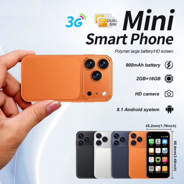 i17 Mini Android 12 Smart Phone 1GB RAM 16GB ROM Dual SIM Standby Play Store 4G Little Phone